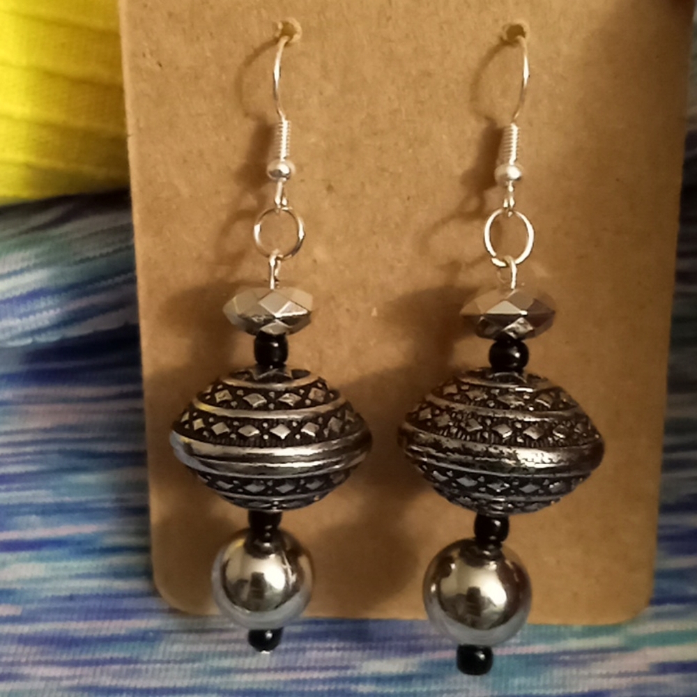 Hand crafted sterling silver boho statement drop earrings